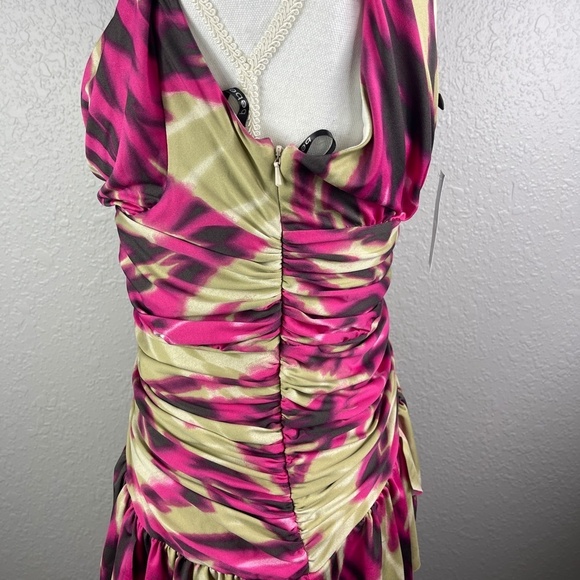 NWT BEBE  IKAT print drape dress Medium - Picture 5 of 10